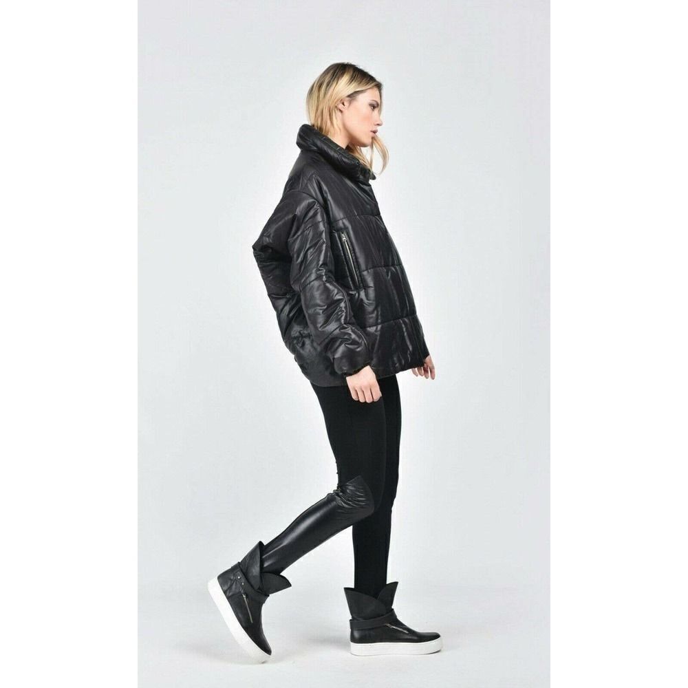 New Aakasha Black Puffer Jacket Coat Asymmetric Extravagant Winter Gym — image 2 of 8